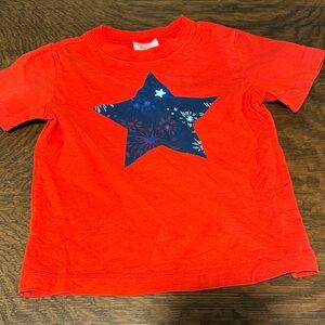 Hanna Andersson Bright Red Tee with Navy Star